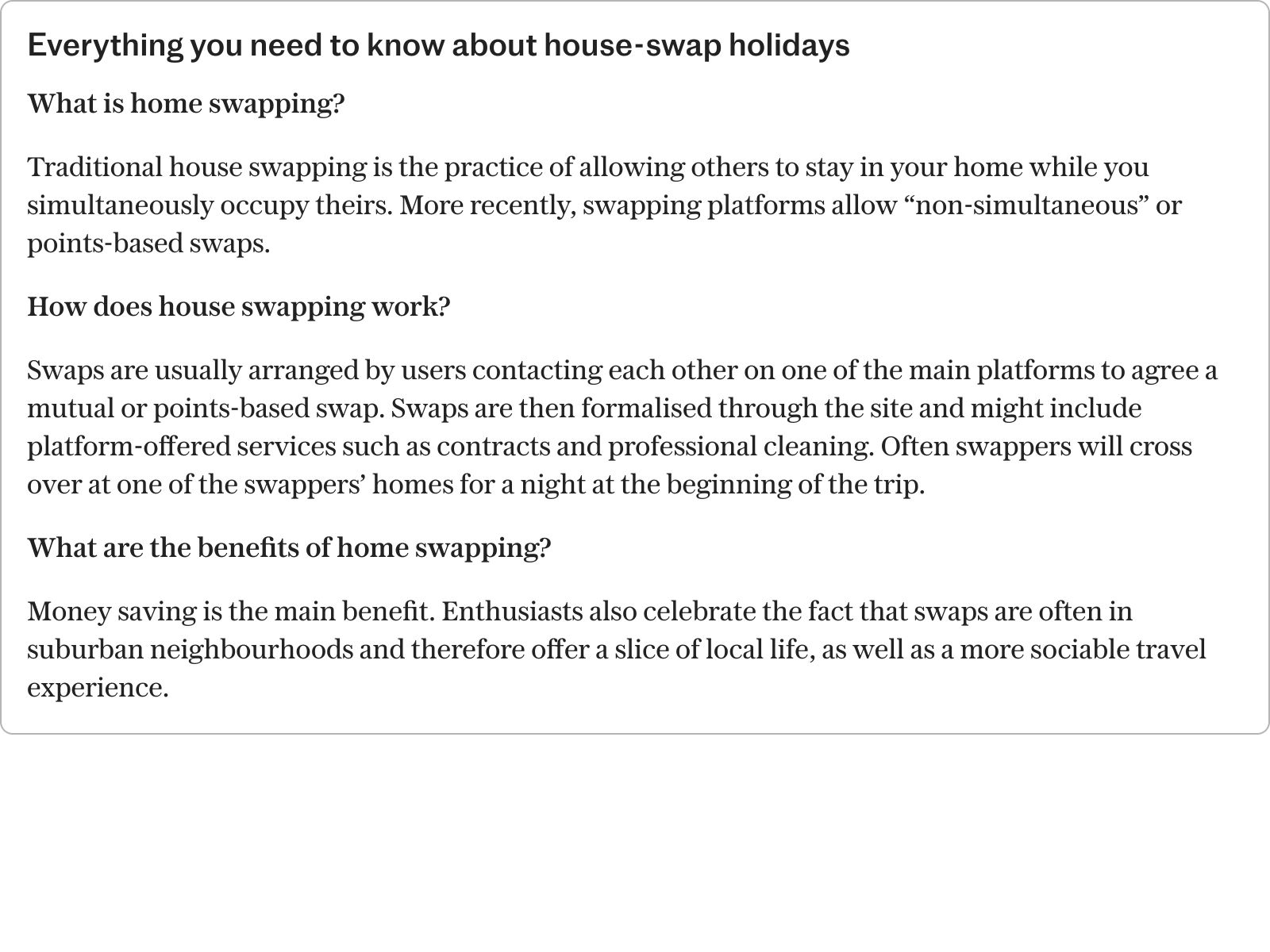 Everything you need to know about house-swap holidays