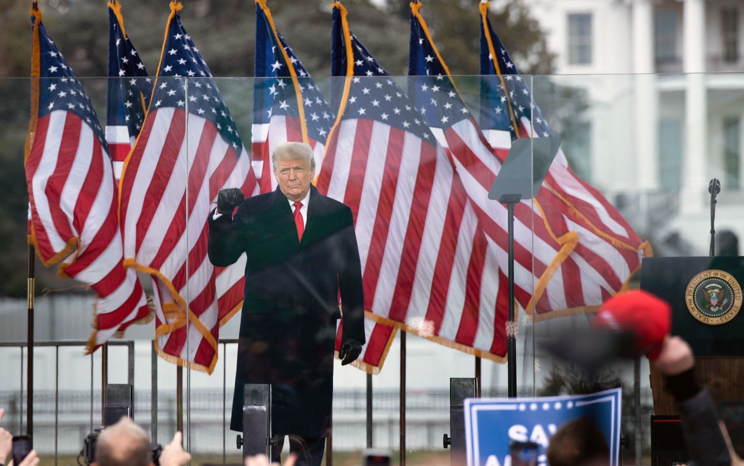 Donald Trump addresses supporters from The Ellipse near the White House on Jan 6, 2021