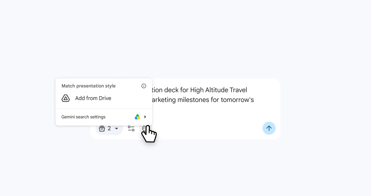 Slide prompting in Google Slides.