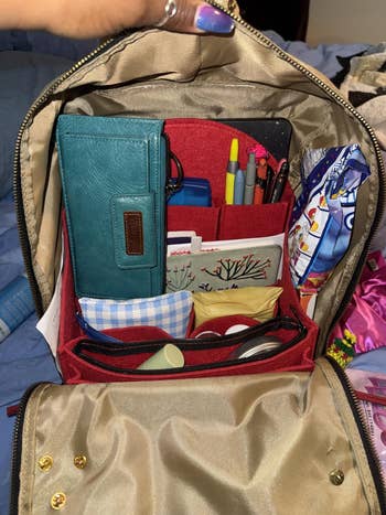 backpack organizer in backpack