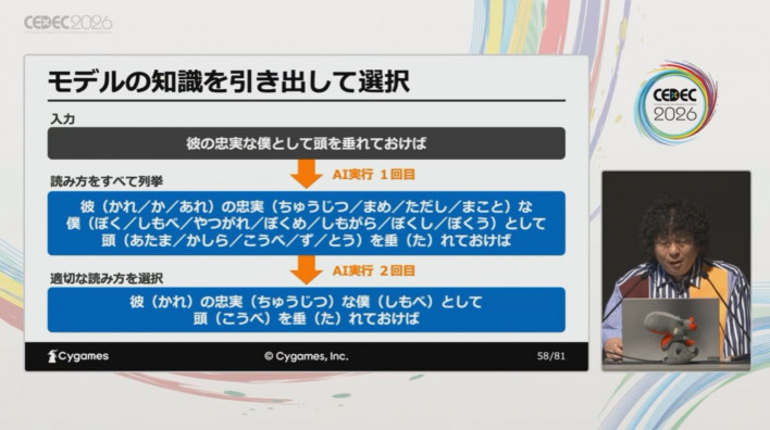 To handle unusual kanji readings, they first had the AI check all kanji readings ©Cygames