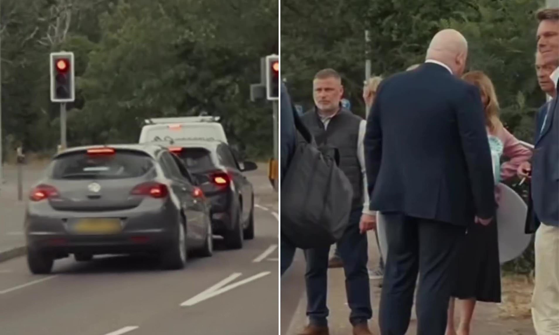 Moment female driver screams abuse at Nigel Farage before crashing