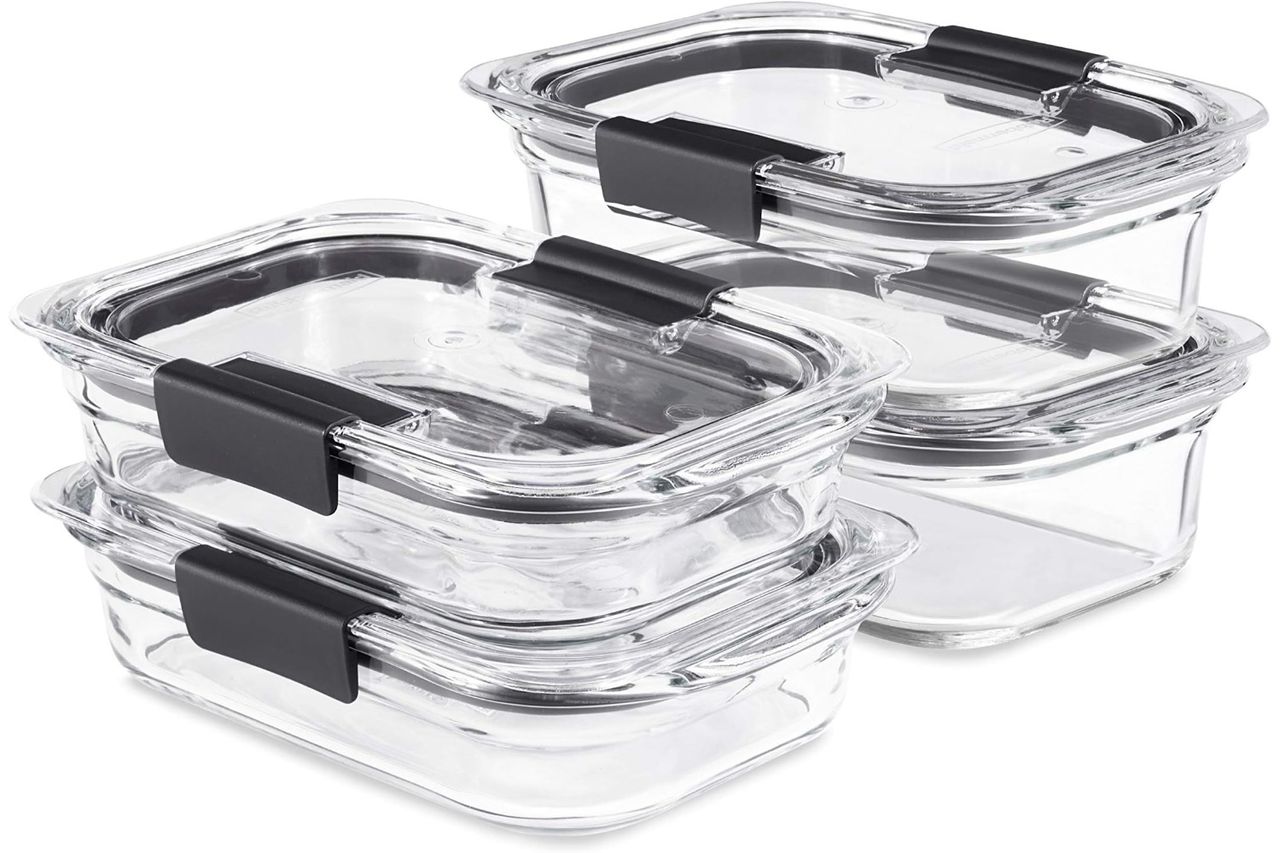 Set of glass food storage containers with lids