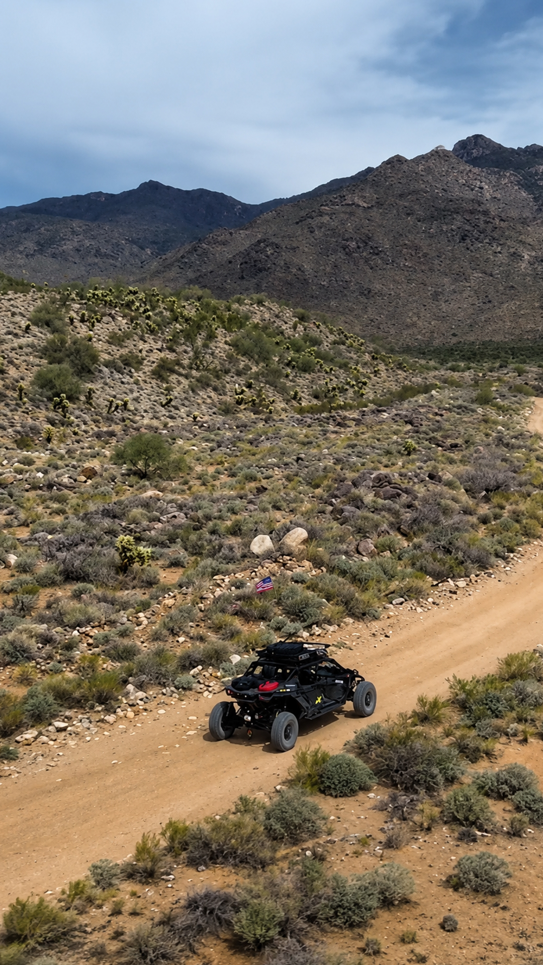 UTV ride reaches a primitive desert road
