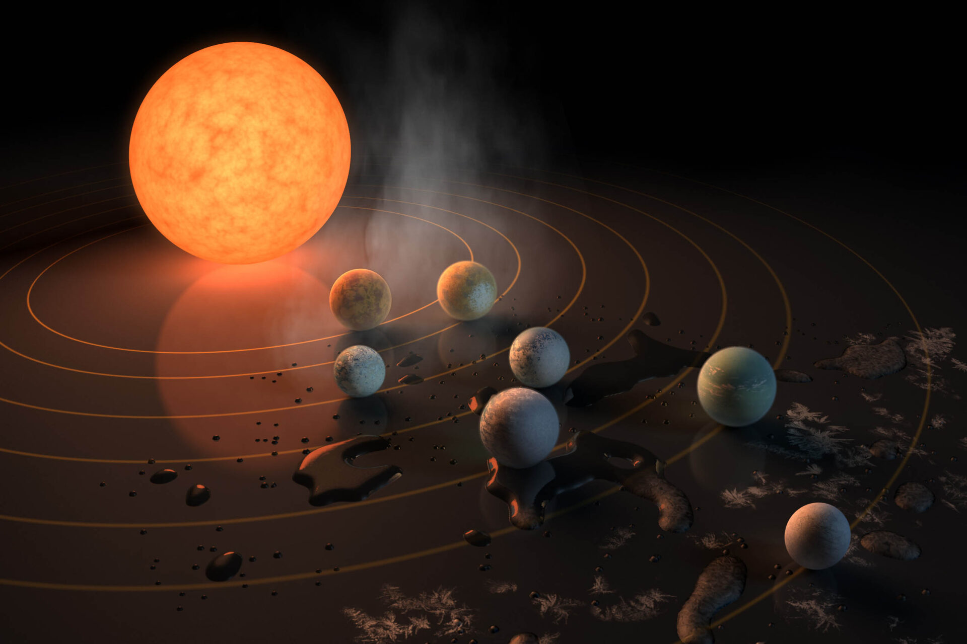 Los siete mundos rocosos de TRAPPIST-1