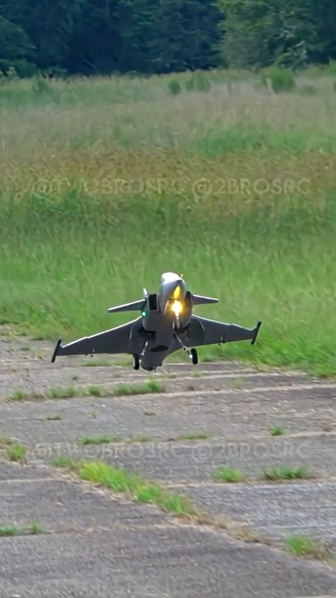 JAS-39 Gripen RC jet performs an impressive thrust landing