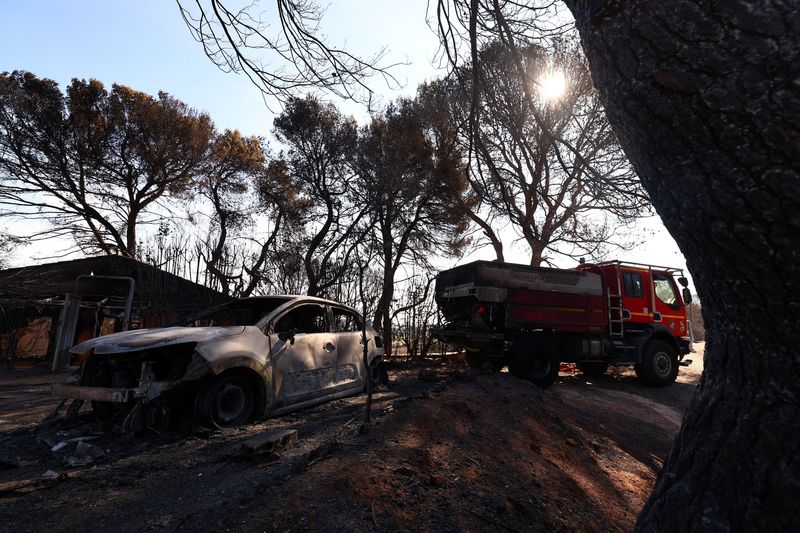 Wildfire aftermath in Ponteves in Var department