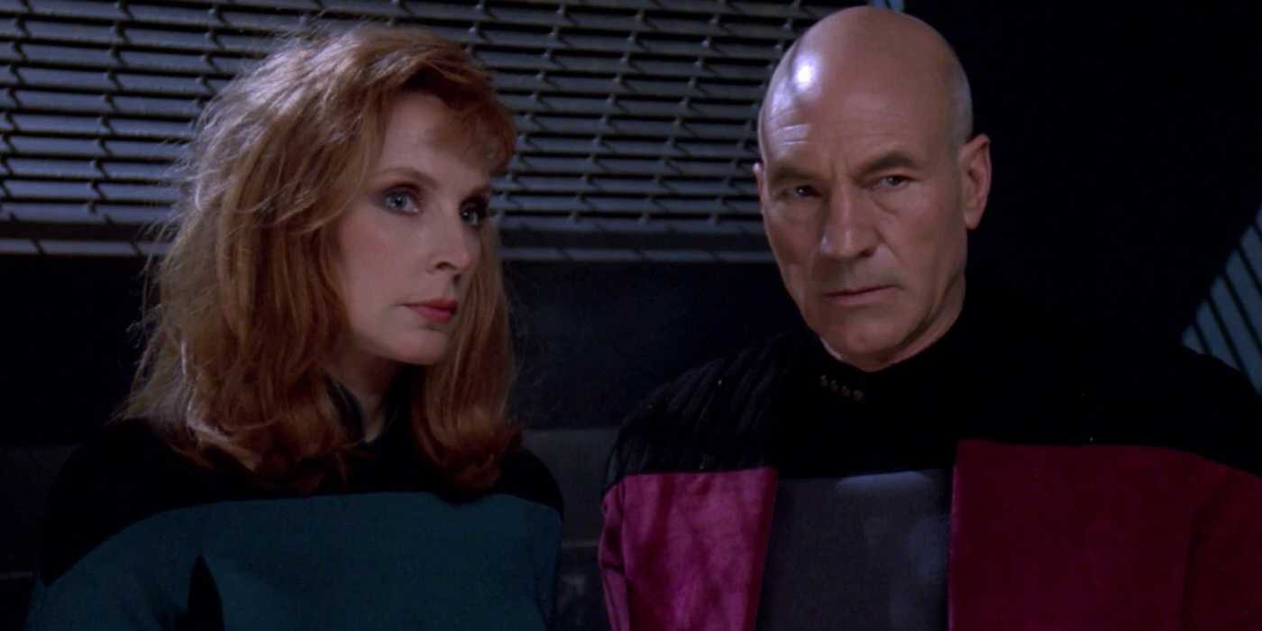 Captain Picard and Dr Crusher imprisoned from Star Trek The Next Generation
