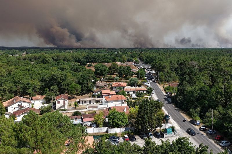 Wildfire near the Bassin d'Arcachon in the Gironde department