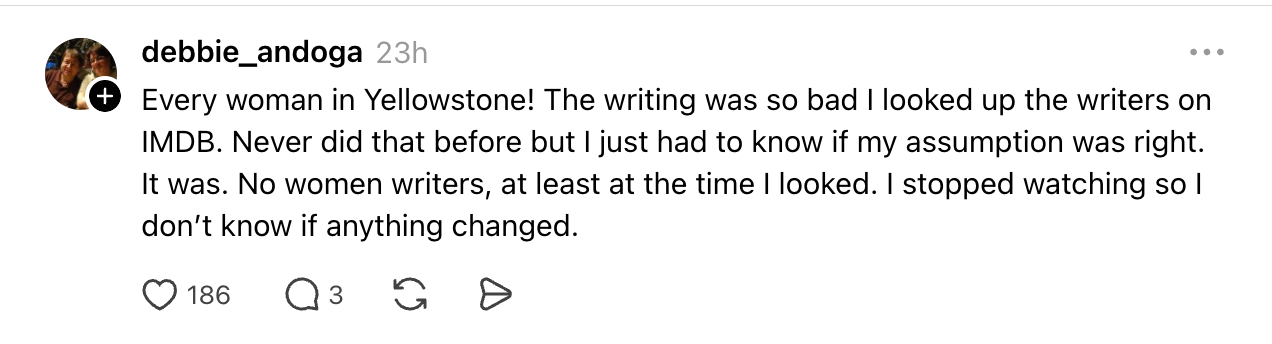 Comment about the apparent lack of women writers in