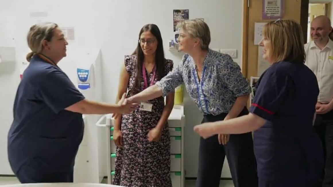 The new Health and Social Secretary, Yvette Cooper, visited the Royal Berkshire Hospital on Wednesday