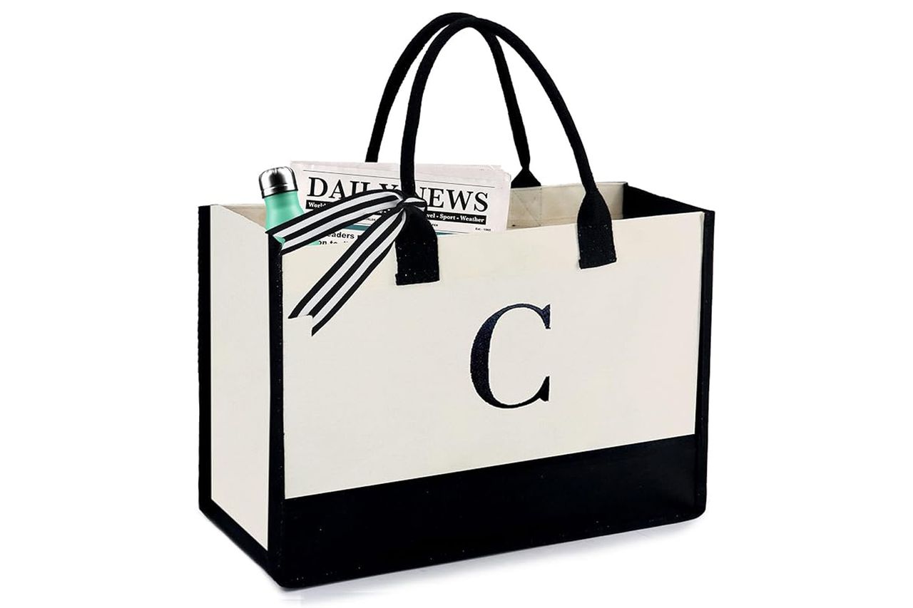 BeeGreen Embroidery Monogram Initial Tote Bag