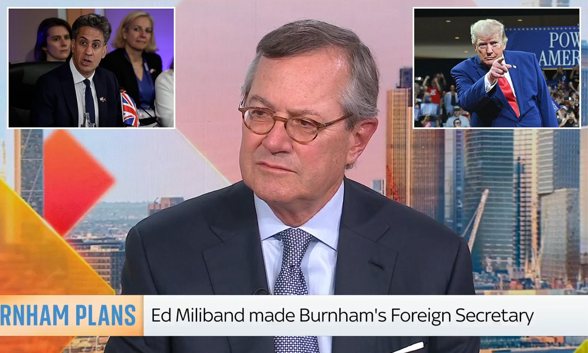 Moment US ambassador is read Ed Miliband's comments about Donald Trump