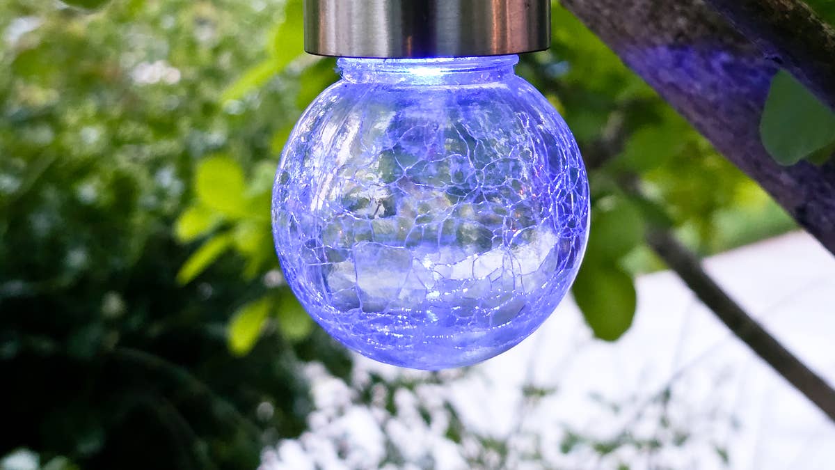 purple-solar-garden-light-hanging-from-tree-branch-among-green-leaves