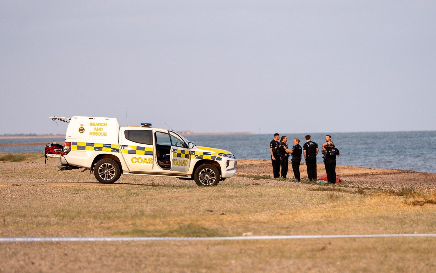 The coastguard rescue team at the site in Essex