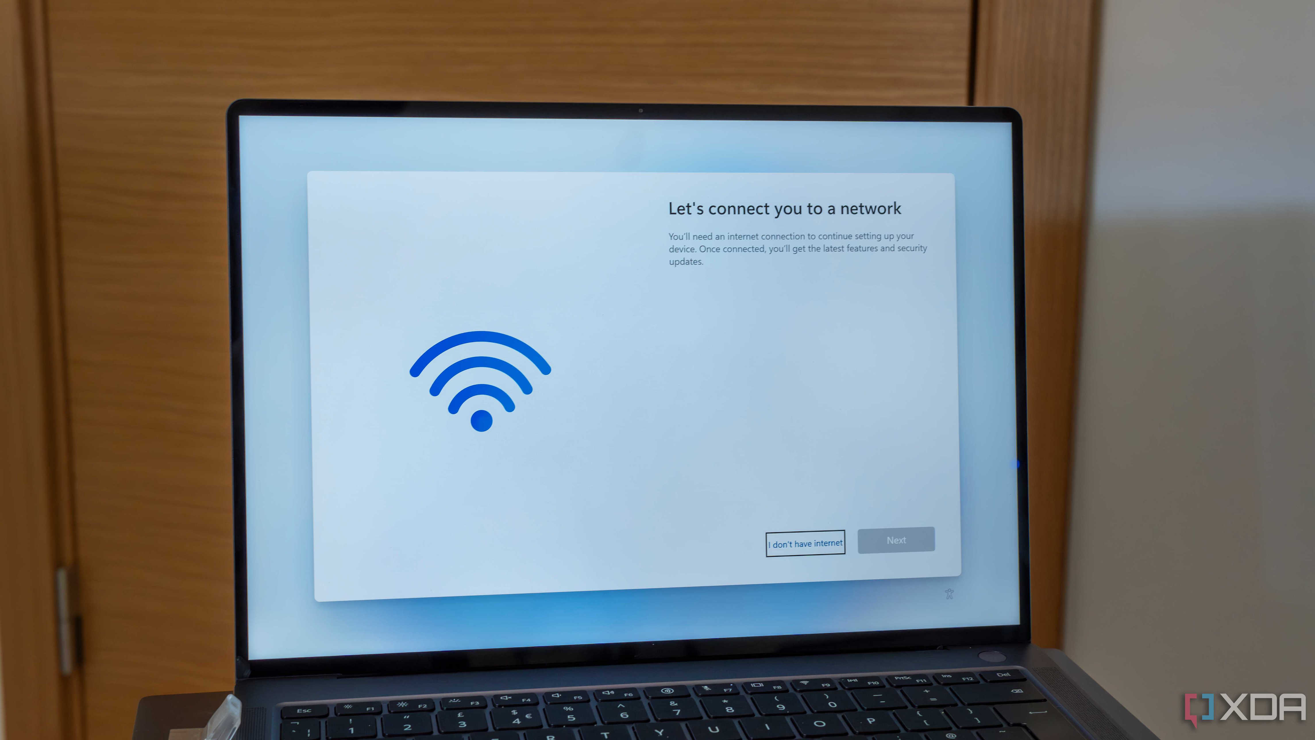 A laptop displaying the network screen during the Windows 11 setup process