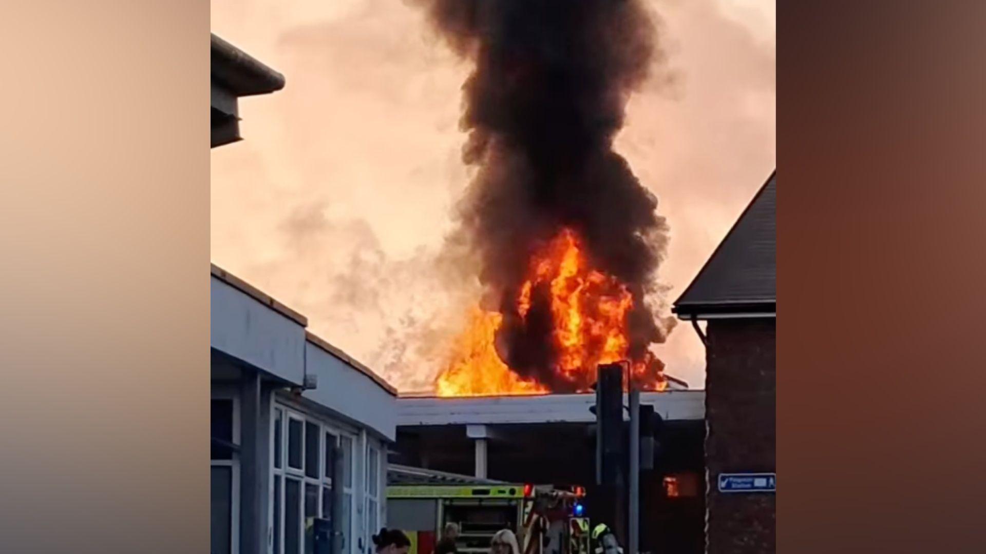 The fire ripped through the roof at Paignton station