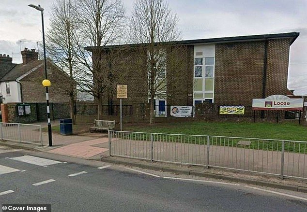 The railings outside Loose Primary School where King crashed her grey Land Rover Discovery