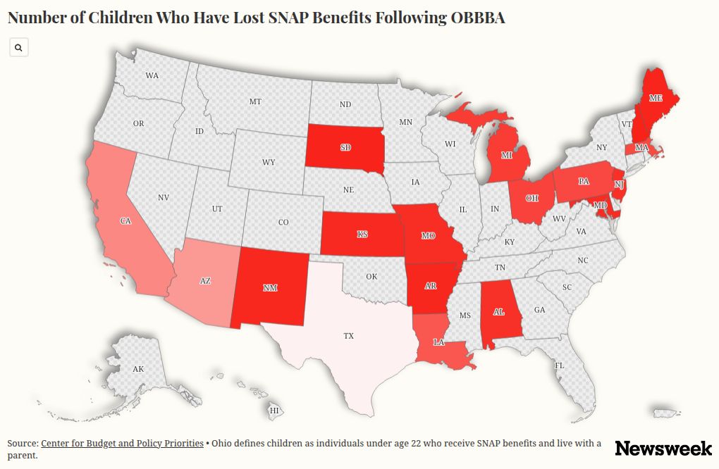 Map Shows How Many Children Have Lost SNAP Benefits Under New Rules