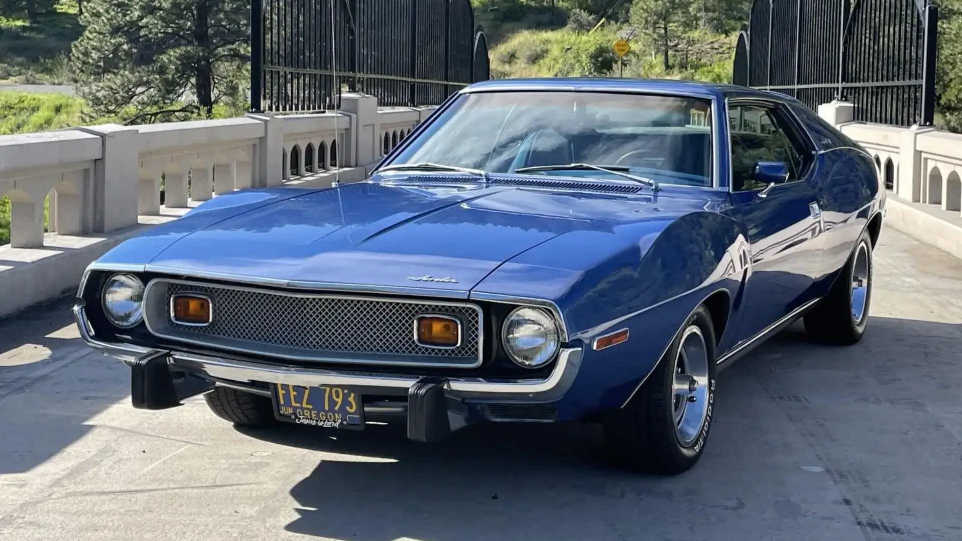 1974 amc javelin front quarter blue