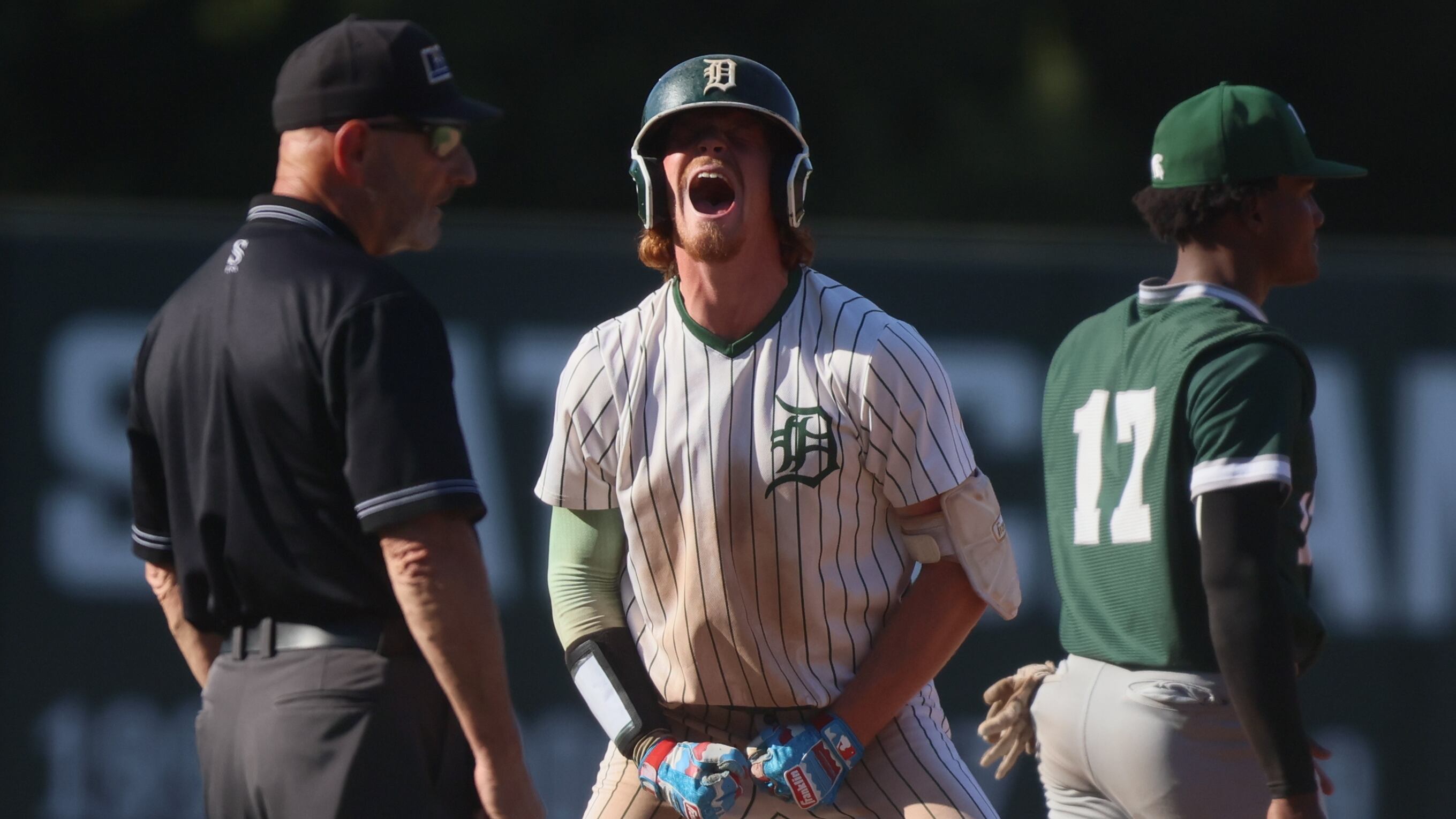 Finn OLoughlin (3) of Delbarton celebrates his second triple of the day during the NJSIAA North, Non-Public A sectional final between Delbarton and DePaul at Fleury Field in Morristown, NJ on 6/4/2026.