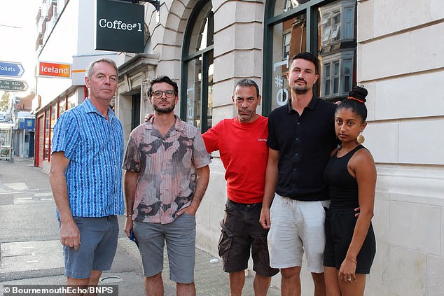 Residents, pictured left to right: Andrew Featherstone, Flaviano Barretta, Mark Goad, Johnny and Jasmin Hainsworth. They say they first noticed damage in 2024