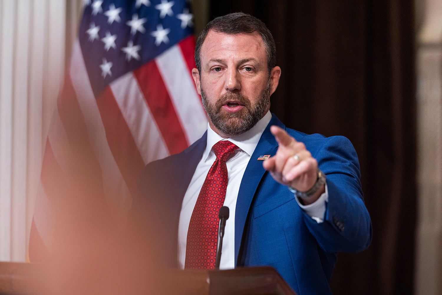 DHS Secretary Markwayne Mullin Holds News Conference ( Jim Lo Scalzo / Bloomberg via Getty Images)