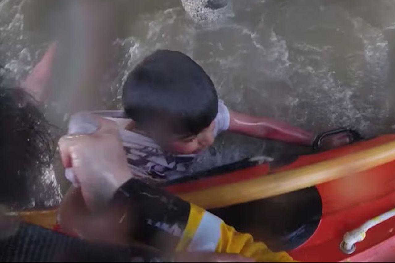 Subby (10) and his cousin Kizza (12) were trapped beneath the pier, desperately clinging to its supports as powerful waves crashed over them in Blackpool