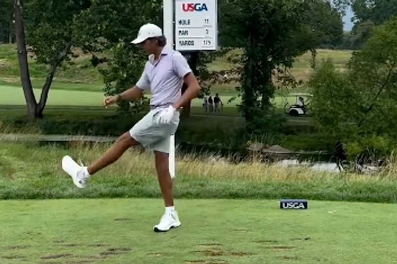Frustrated Charlie Woods kicks club away during nightmare US Junior Amateur showing