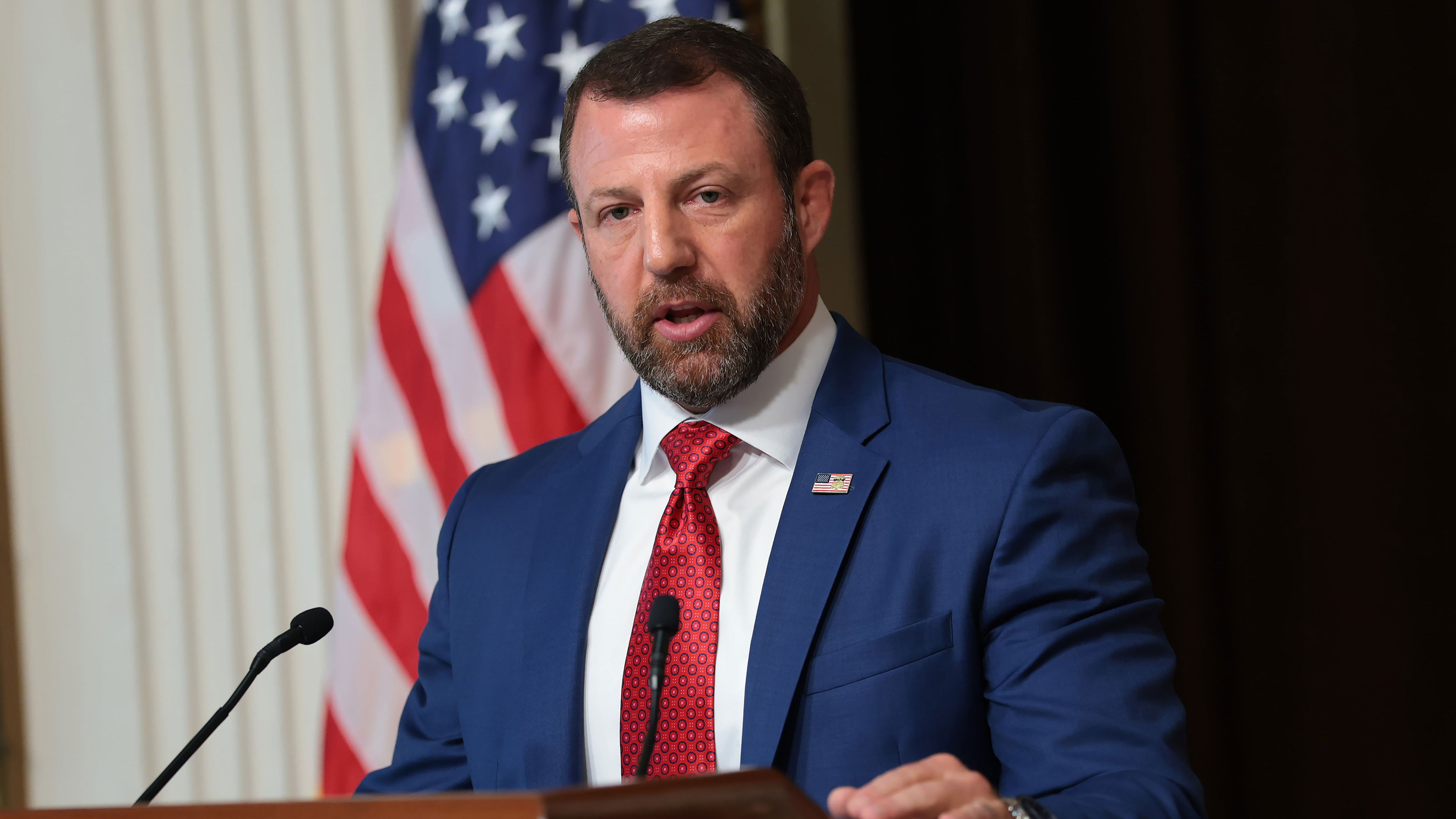 Secretary of Homeland Security Markwayne Mullin is reportedly under pressure. / Anna Moneymaker/Getty Images