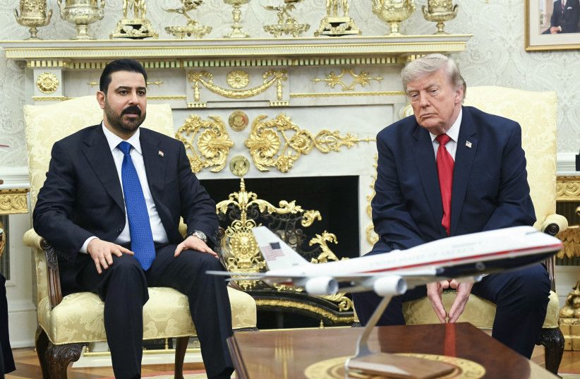 US President Donald Trump meets with Prime Minister of Iraq Ali al-Zaidi (L) in the Oval Office of the White House in Washington, DC, on July 14, 2026. (credit: SAUL LOEB / AFP via Getty Images)