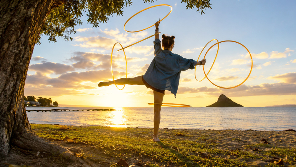 Queen of the Rings performs insane hula hoop tricks