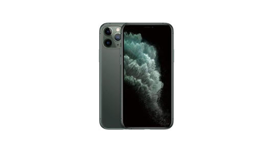 An iPhone 11 Pro in Midnight Green; A dark, desaturated, and olive-like green
