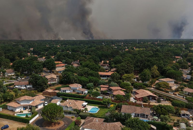 Wildfire near the Bassin d'Arcachon in the Gironde department