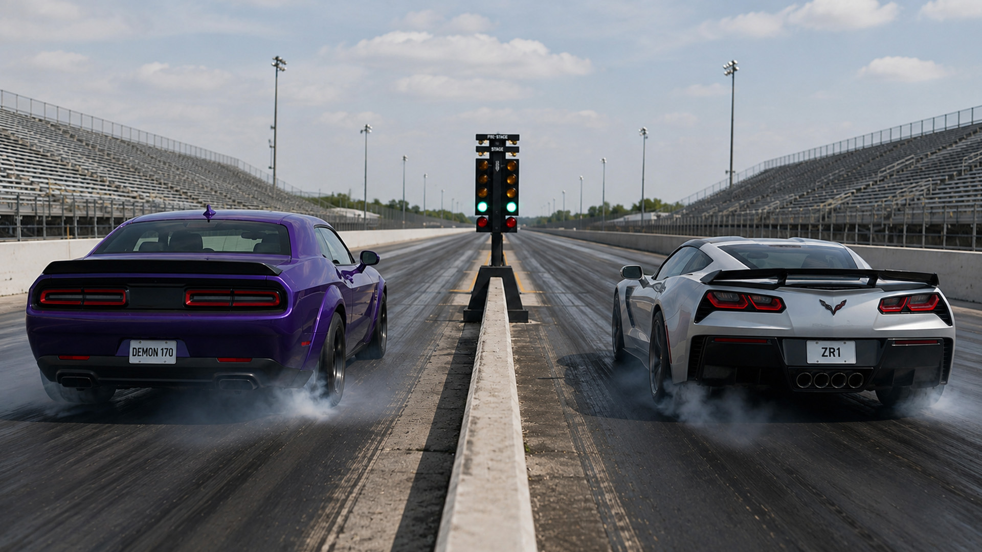 1,064HP Corvette ZR1 faces Dodge Demon 170 drag race