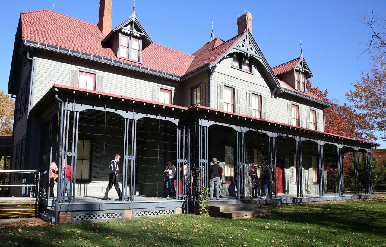 Lucretia Garfield, the widow of 20th President James A. Garfield, added a library onto the family's Mentor home after his death into 1881.