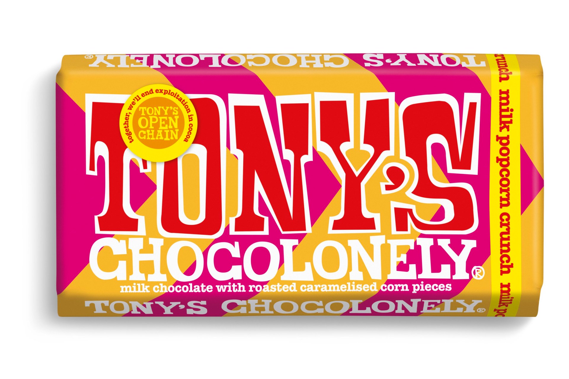Tony's Chocolonely new Popcorn Crunch flavour chocolate bar