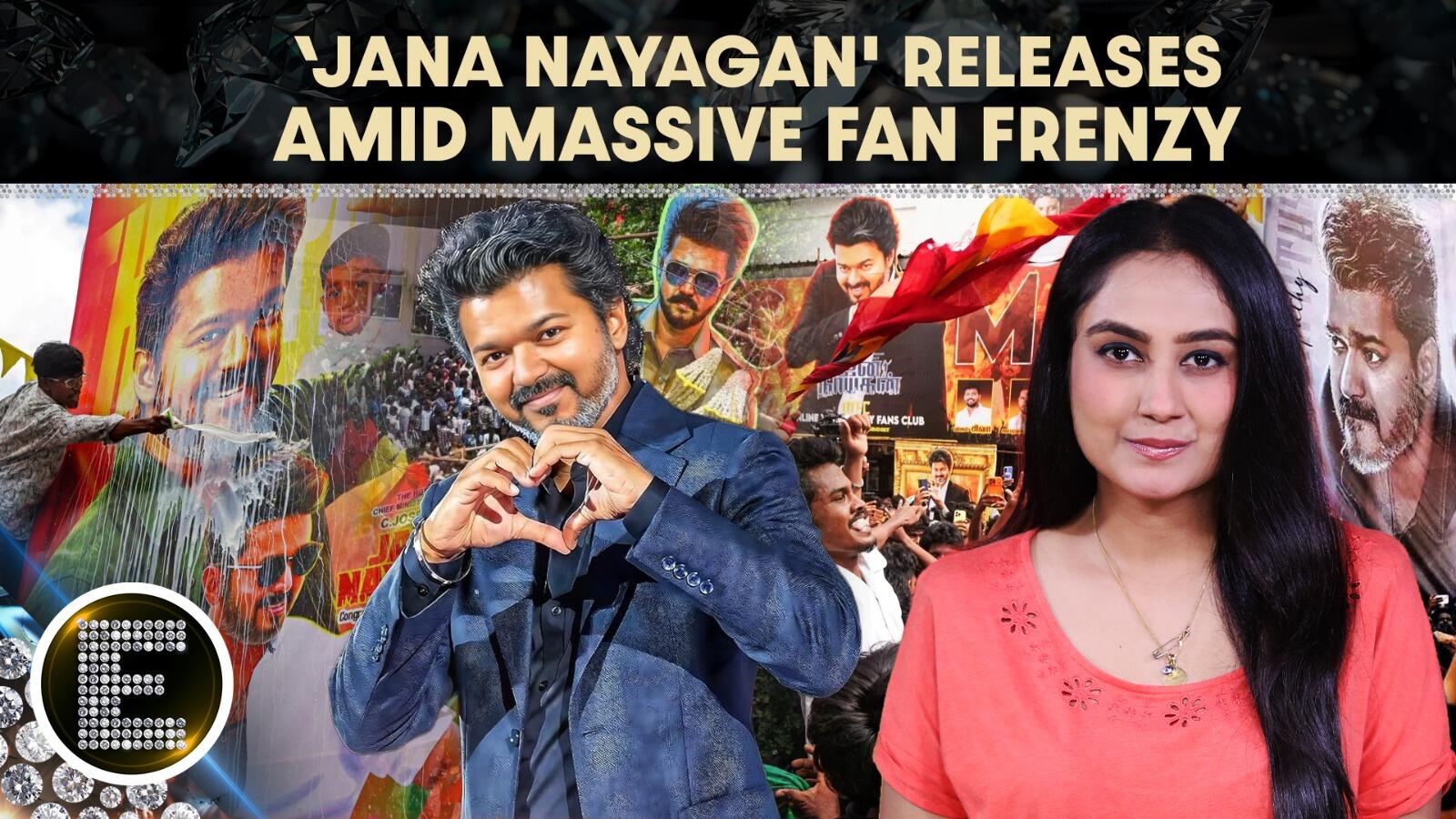 Firecrackers, milk abhishekam, Trisha's surprise visit: Jana Nayagan ...
