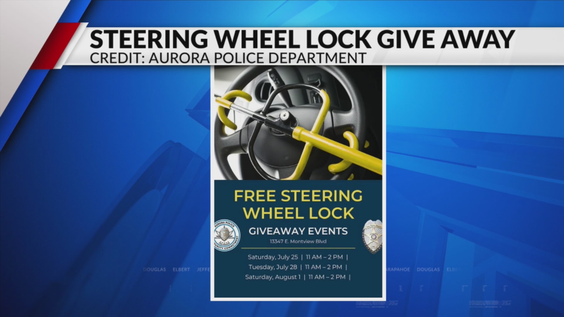 Aurora police hosting free steering wheel lock giveaways