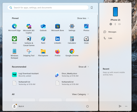 The Windows Search menu is open showing several options including settings.