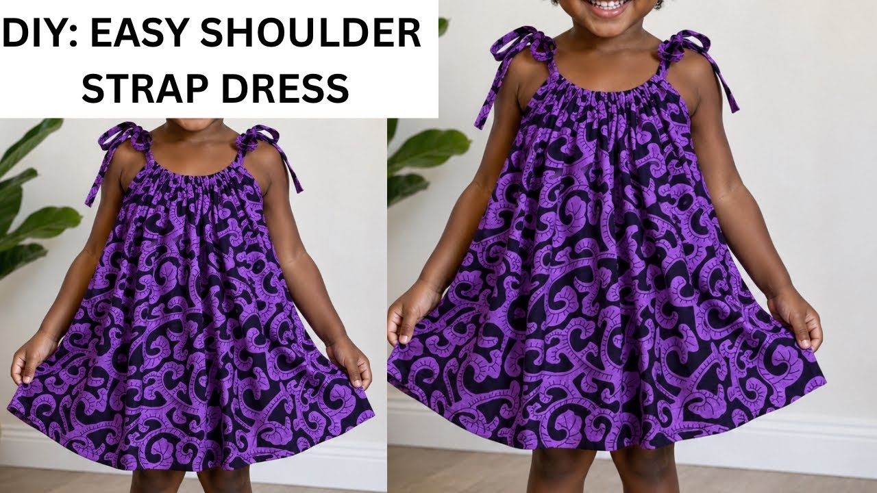 Simple drawstring dress sewing project for kids
