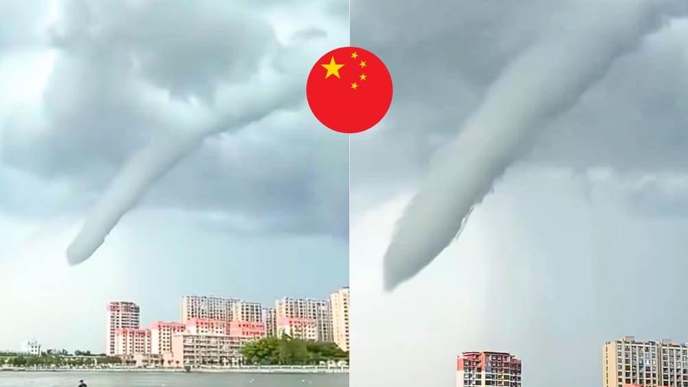 China skies explode! Rare funnel