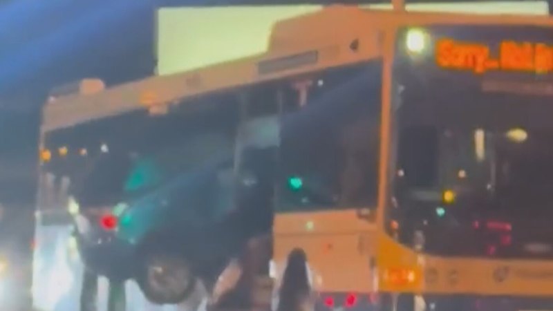 An airborne Toyota Yaris slammed into a bus - but you'll never guess who was fined