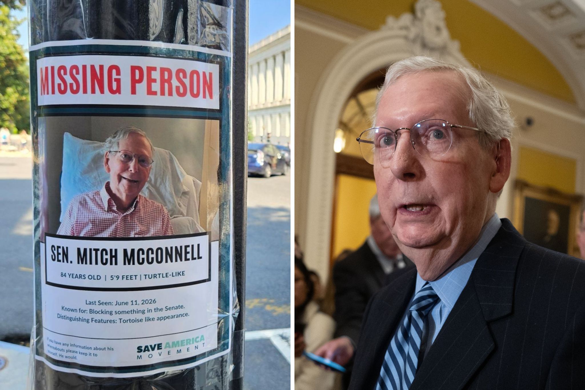 Mitch McConnell missing posters appear as pressure mounts