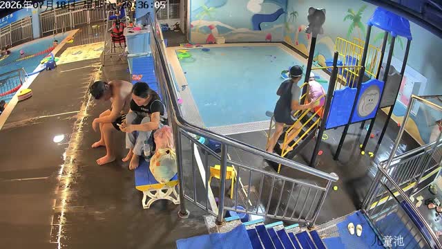 Playground collapses into pool as boy goes down slide