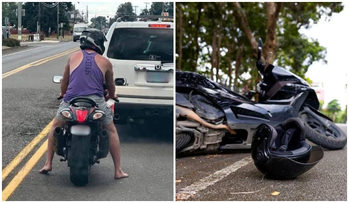 What happens to the human body in a motorcycle crash without riding gear?