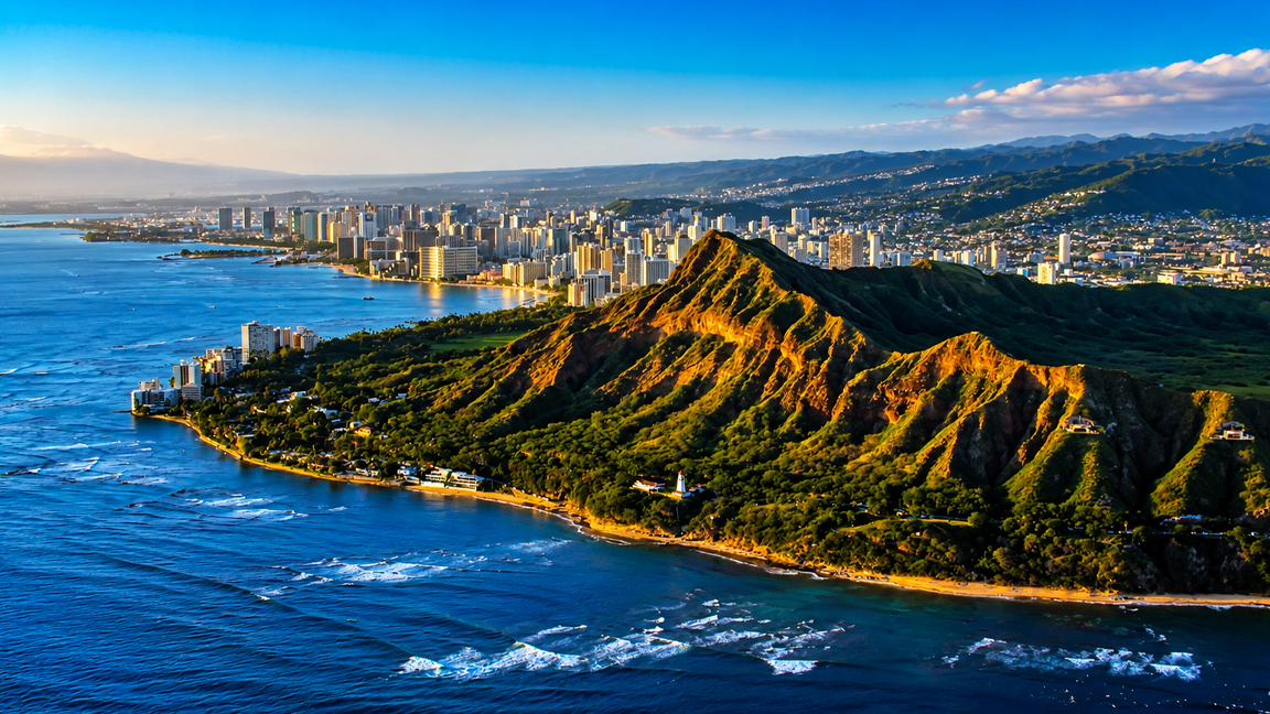 The iconic Diamond Head overlooking Honolulu