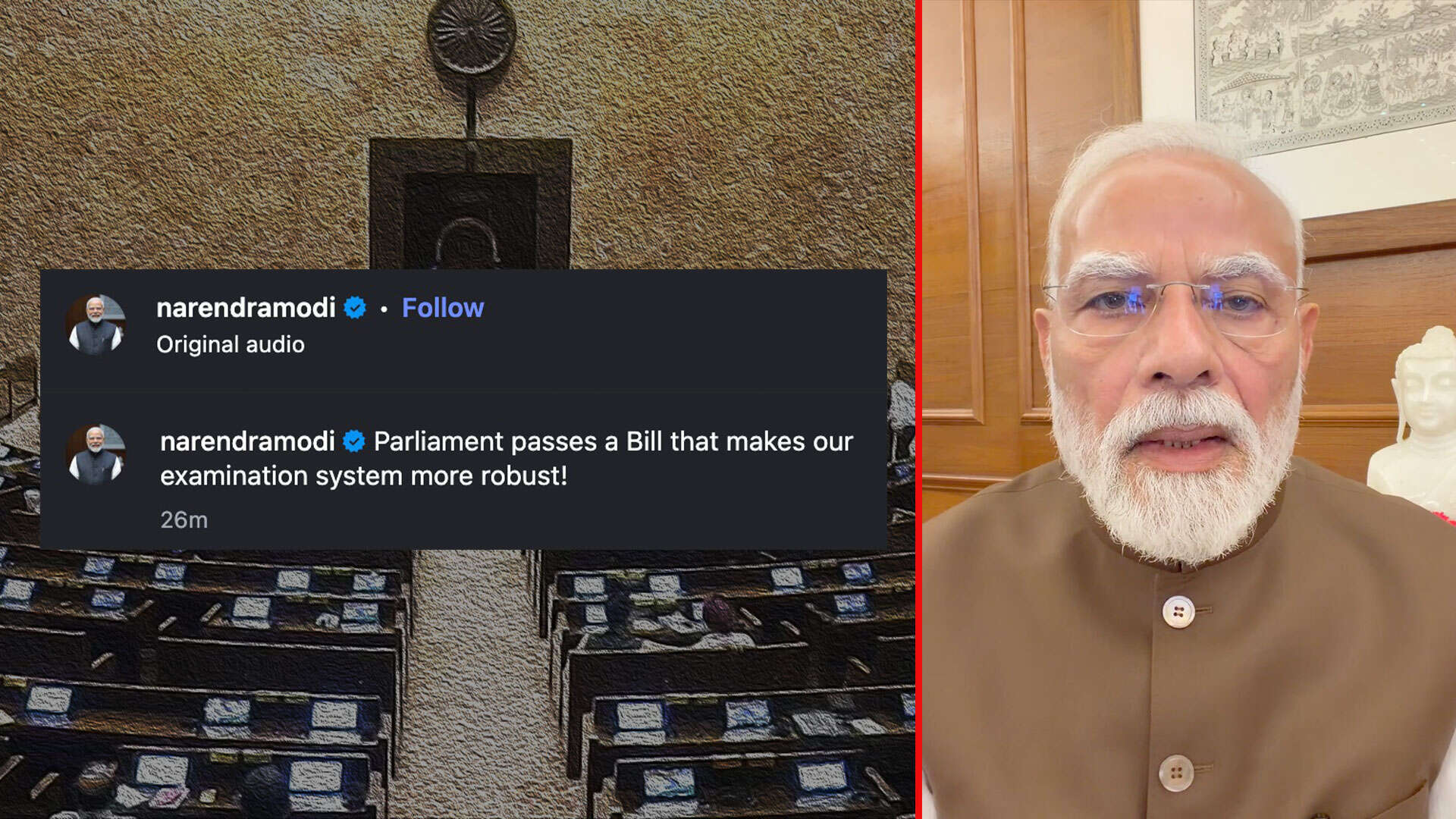 PM Modi releases new selfie video on Instagram as Rajya Sabha clears ...