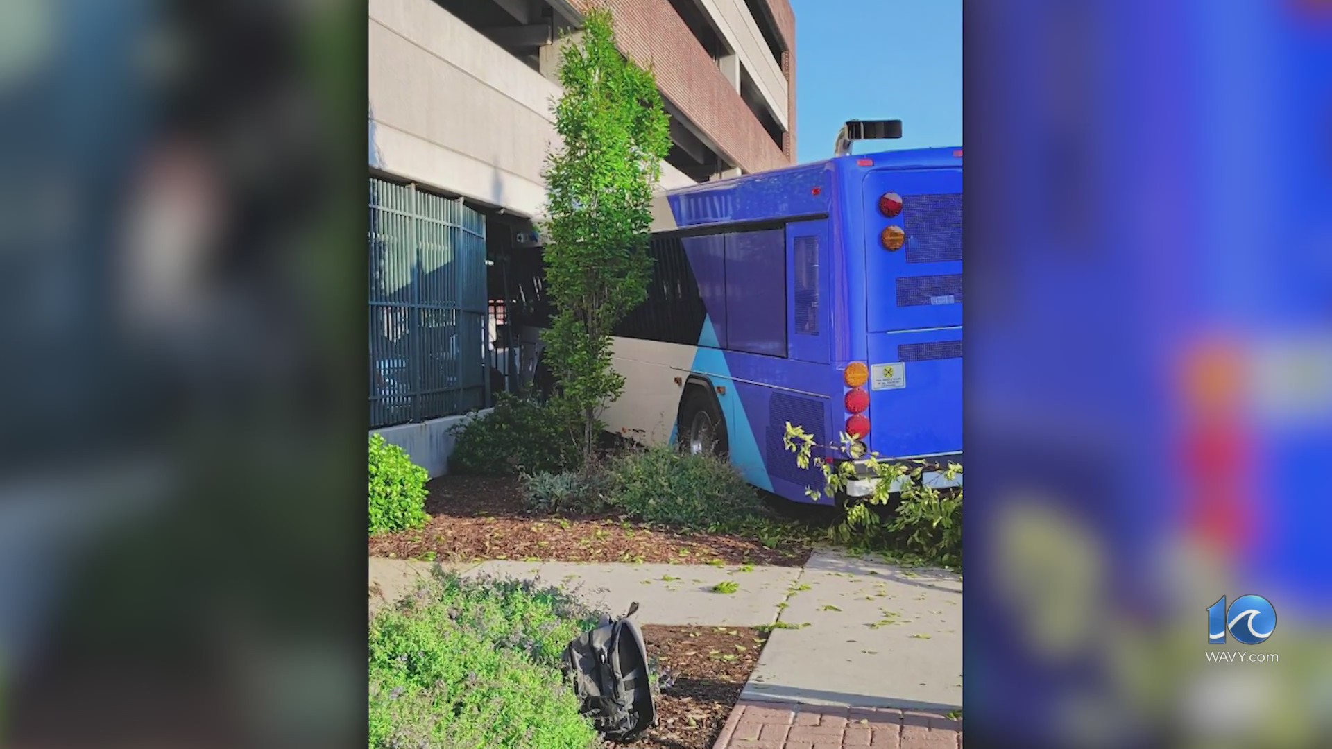 HRT bus strikes parking garage in downtown Newport News