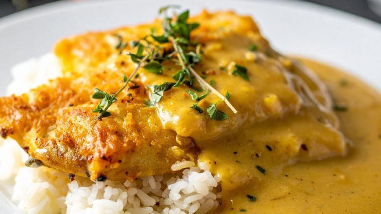 Deliciosa pechuga en salsa de mostaza para una comida sencilla, pero elegante